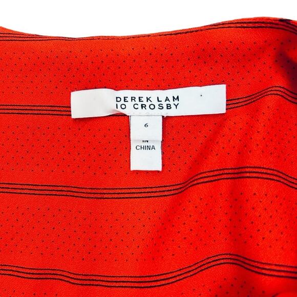 Derek Lam Top Womens Size 6 Oronge Stripe Ruffle Collar Designer Luxury Career - Picture 5 of 9